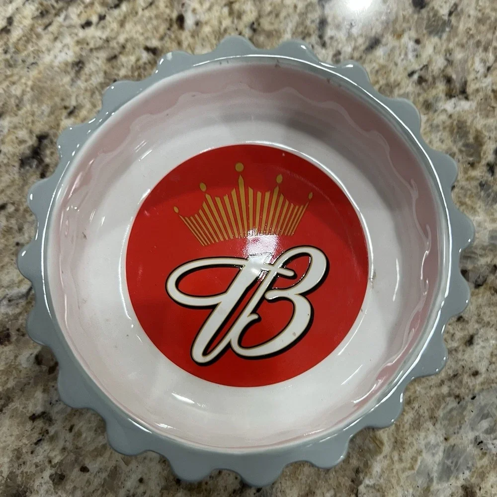 Vintage‎ Anheuser-Busch Budweiser Bottle Cap Shape Ceramic Ashtray 4.5